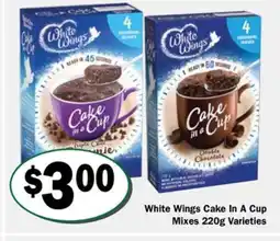 Friendly Grocer White Wings Cake In A Cup Mixes offer