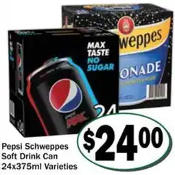 Friendly Grocer Pepsi Schweppes Soft Drink Can offer