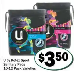 Friendly Grocer U by Kotex Sport Sanitary Pads offer