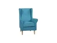 Wilton Fabric Wing Back Lounge Armchair, Teal / Natural