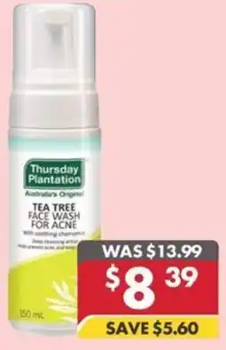 Pharmacy4Less Thursday plantation tea tree face wash for acne offer