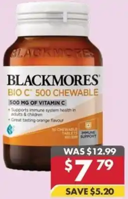 Pharmacy4Less Blackmores bio c 500 chewable of vitamin c offer