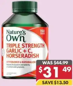 Pharmacy4Less Nature's own triple strength garlic + c, horseradish offer