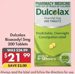 Pharmacy4Less Dulcolax Bisacodyl 5mg offer