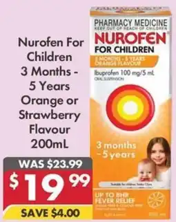 Pharmacy4Less Nurofen For Children 3 Months - 5 Years Orange or Strawberry Flavour offer