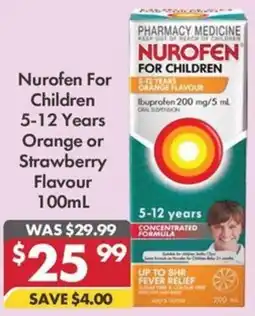 Pharmacy4Less Nurofen For Children 5-12 Years Orange or Strawberry Flavour offer