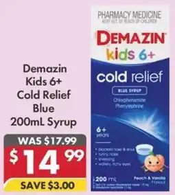 Pharmacy4Less Demazin Kids 6+ Cold Relief Blue Syrup offer