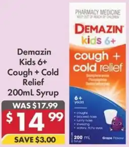 Pharmacy4Less Demazin Kids 6+ Cough + Cold Relief Syrup offer