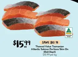 Drakes Thawed Value Tasmanian Atlantic Salmon Portions Skin On offer