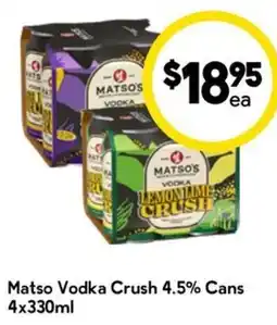 Drakes Matso Vodka Crush 4.5% Cans offer