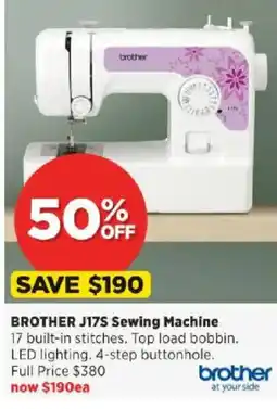 Spotlight BROTHER J175 Sewing Machine offer