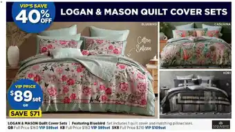 Spotlight LOGAN & MASON Quilt Cover Sets offer