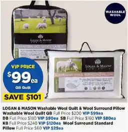 Spotlight LOGAN & MASON Washable Wool Quilt & Wool Surround Pillow Washable Wool Quilt QB offer