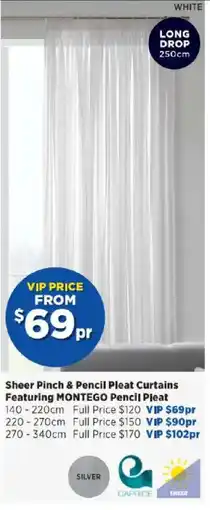 Spotlight Sheer Pinch & Pencil Pleat Curtains Featuring MONTEGO Pencil Pleat offer