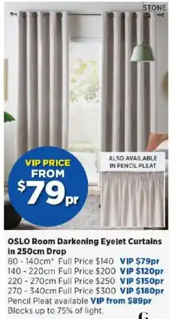 Spotlight OSLO Room Darkening Eyelet Curtains in 250cm Drop offer