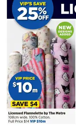 Spotlight Licensed Flannelette by The Metre offer