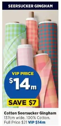Spotlight Cotton Seersucker Gingham offer