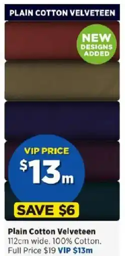 Spotlight Plain Cotton Velveteen offer