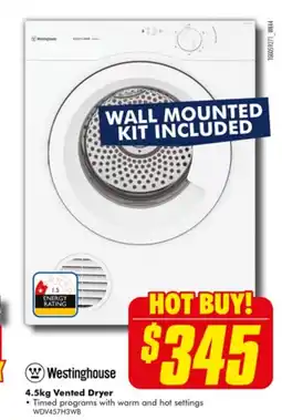 The Good Guys Westinghouse 4.5kg Vented Dryer offer