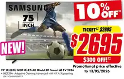 The Good Guys 75" QN80H NEO QLED 4K Mini-LED Smart Al TV 2026 offer