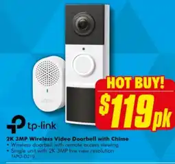 The Good Guys 2K 3MP Wireless Video Doorbell with Chime offer