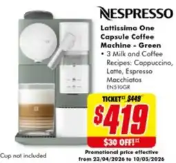 The Good Guys Lattissima One Capsule Coffee Machine - Green offer