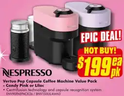 The Good Guys Vertuo Pop Capsule Coffee Machine Value Pack - Candy Pink or Lilac offer