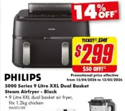 The Good Guys 5000 Series 9 Litre XXL Dual Basket Steam Airfryer - Black offer