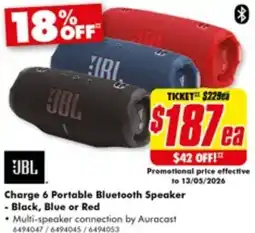 The Good Guys Charge 6 Portable Bluetooth Speaker offer