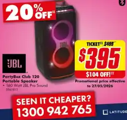 The Good Guys PartyBox Club 120 Portable Speaker offer