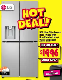 JB Hi-Fi 506 Litre Slim French Door Fridge With Non-Plumbed Ice & Water Dispenser offer
