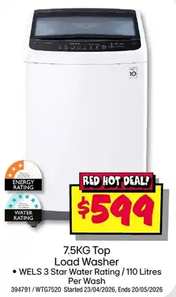 JB Hi-Fi 7.5KG Top Load Washer offer