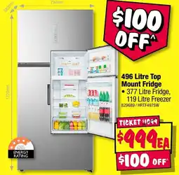 JB Hi-Fi 496 Litre Top Mount Fridge offer