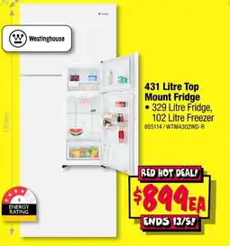 JB Hi-Fi 431 Litre Top Mount Fridge offer