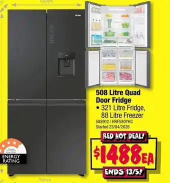 508 Litre Quad Door Fridge