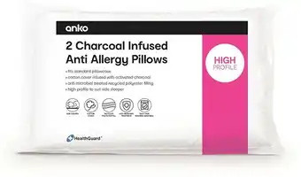 Kmart 2 Pack Charcoal Infused Anti Allergy Pillows offer