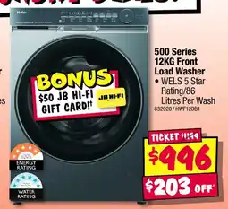JB Hi-Fi 500 Series 12KG Front Load Washer offer