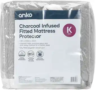 Kmart Charcoal Infused Fitted Mattress Protector - King Bed offer