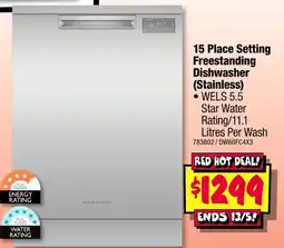 JB Hi-Fi 15 Place Setting Freestanding Dishwasher (Stainless) offer