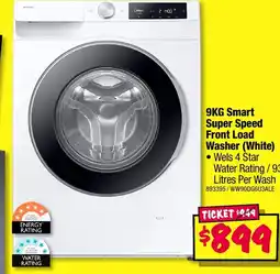 JB Hi-Fi 9KG Smart Super Speed Front Load Washer (White) offer