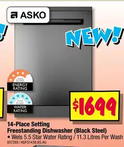 JB Hi-Fi 14-Place Setting Freestanding Dishwasher (Black Steel) offer