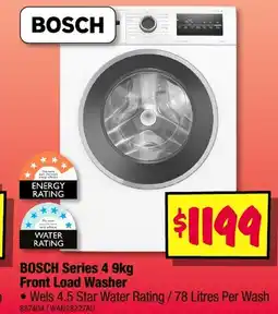 JB Hi-Fi BOSCH Series 4 9kg Front Load Washer offer