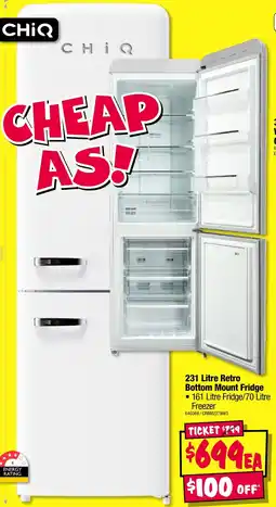 JB Hi-Fi 231 Litre Retro Bottom Mount Fridge offer