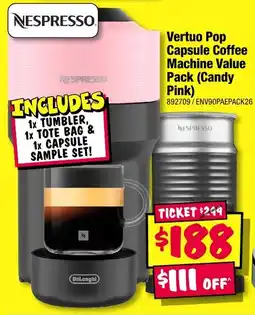 JB Hi-Fi Vertuo Pop Capsule Coffee Machine Value Pack (Candy Pink) offer