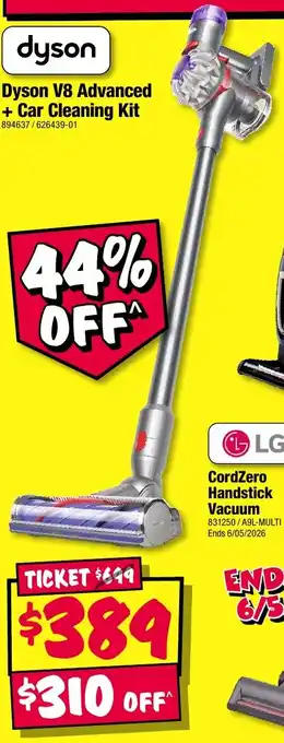 JB Hi-Fi Dyson V8 Advanced + Car Cleaning Kit offer