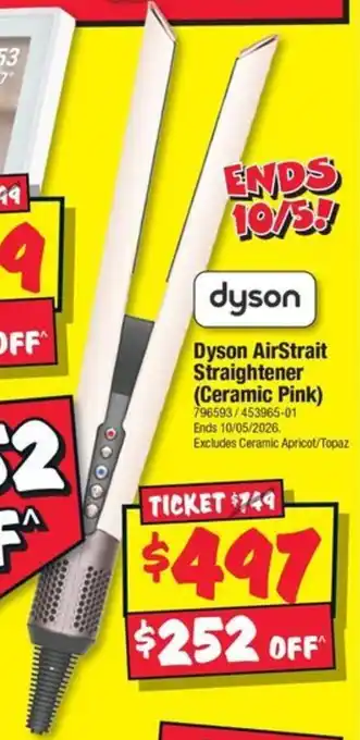 JB Hi-Fi Dyson AirStrait Straightener (Ceramic Pink) offer