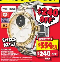 JB Hi-Fi Scanwatch Nova Brilliant Edition (Gold/Silver) offer