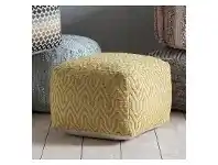 LivingStyles Steffan Cotton Square Pouffe, Ochre offer