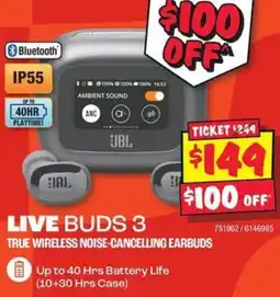 JB Hi-Fi Live buds 3 true wireless noise-cancelling earbuds offer