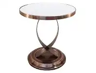 LivingStyles Taylor Glass Top Stainless Steel Side Table, Copper / White offer